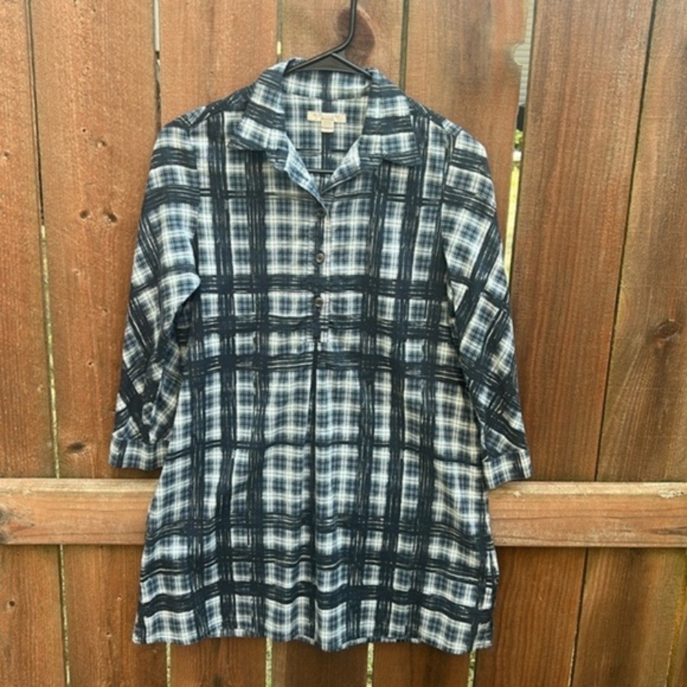 Burberry Brit Plaid Blue White Tunic Size XS